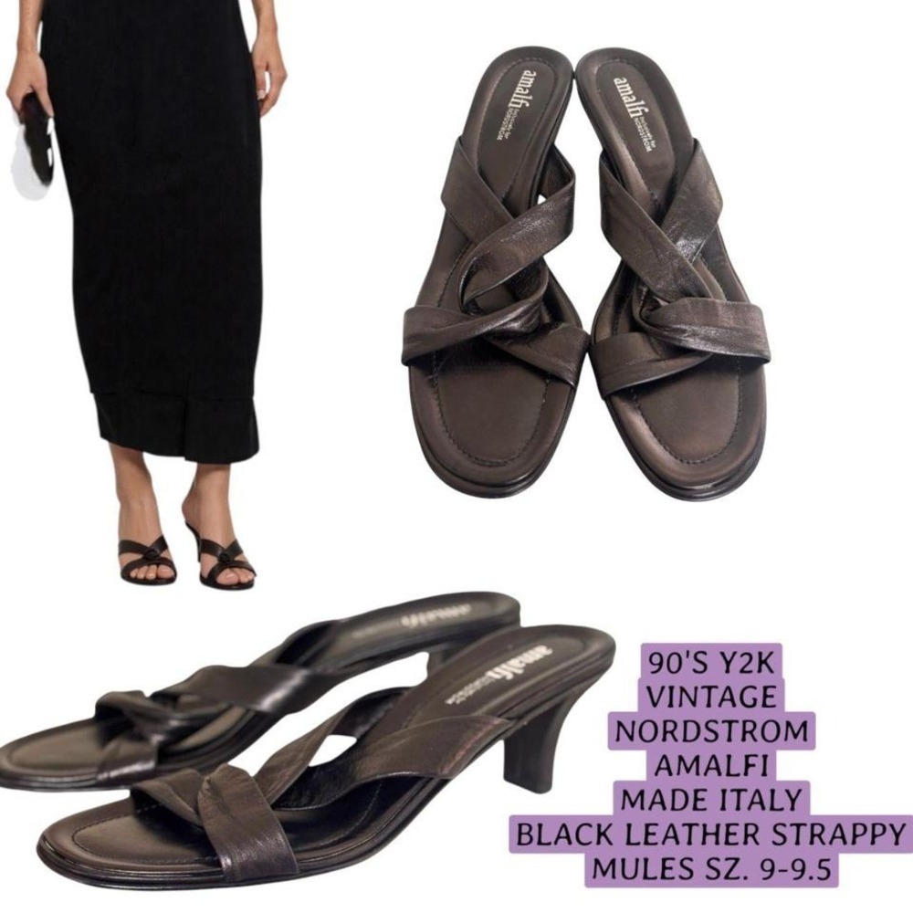 🎞️ RARE ITALY Vintage 90s Amalfi for Nordstrom Leather Mules - 9/9.5